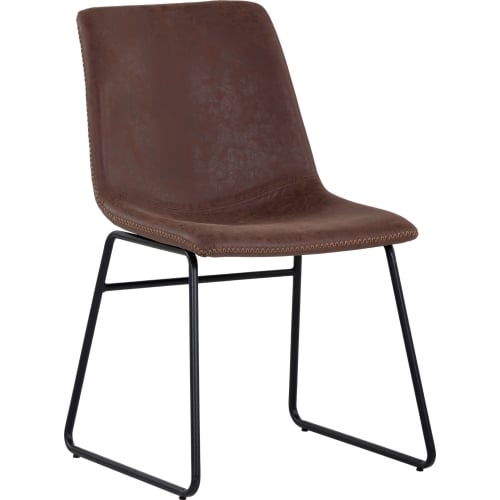 Cal Dining Chair in Antique Brown on Black Steel Base (Set of 2)